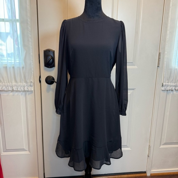 J.CREW Factory Mini Dress with Flounce Hem in Black Size 2 #BY478 $118 - Picture 1 of 14